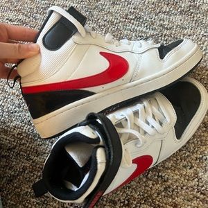 Nike Red, White, Black Court Borough Mid 2 (size 6 youth, 7.5 women)